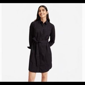 EVERLANE Black Button Up Long Sleeve Utility Shirt Dress Size 10 Womens